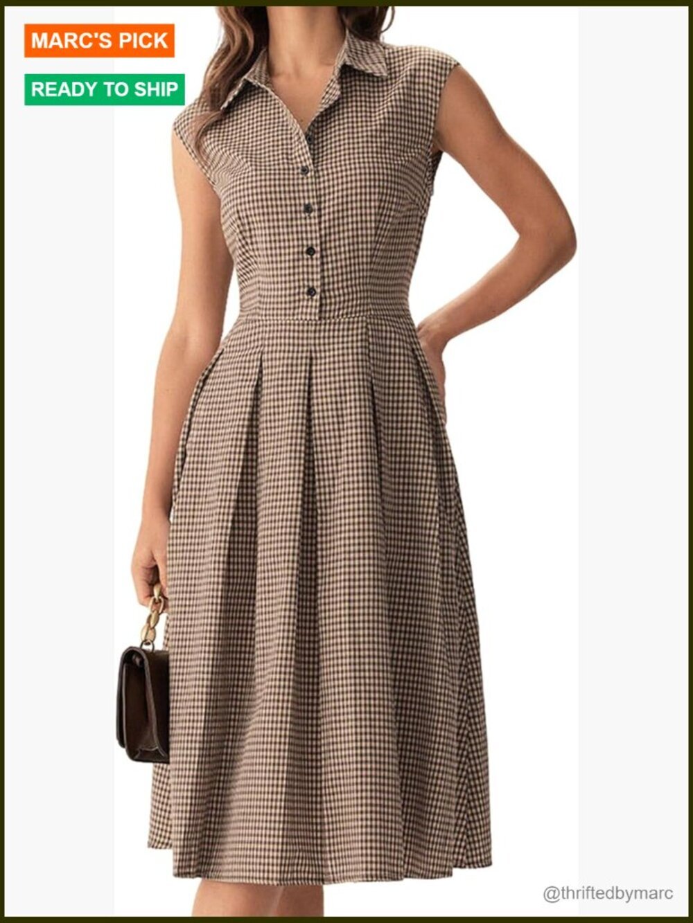 Sleeveless Button Up Midi A-Line Dress
